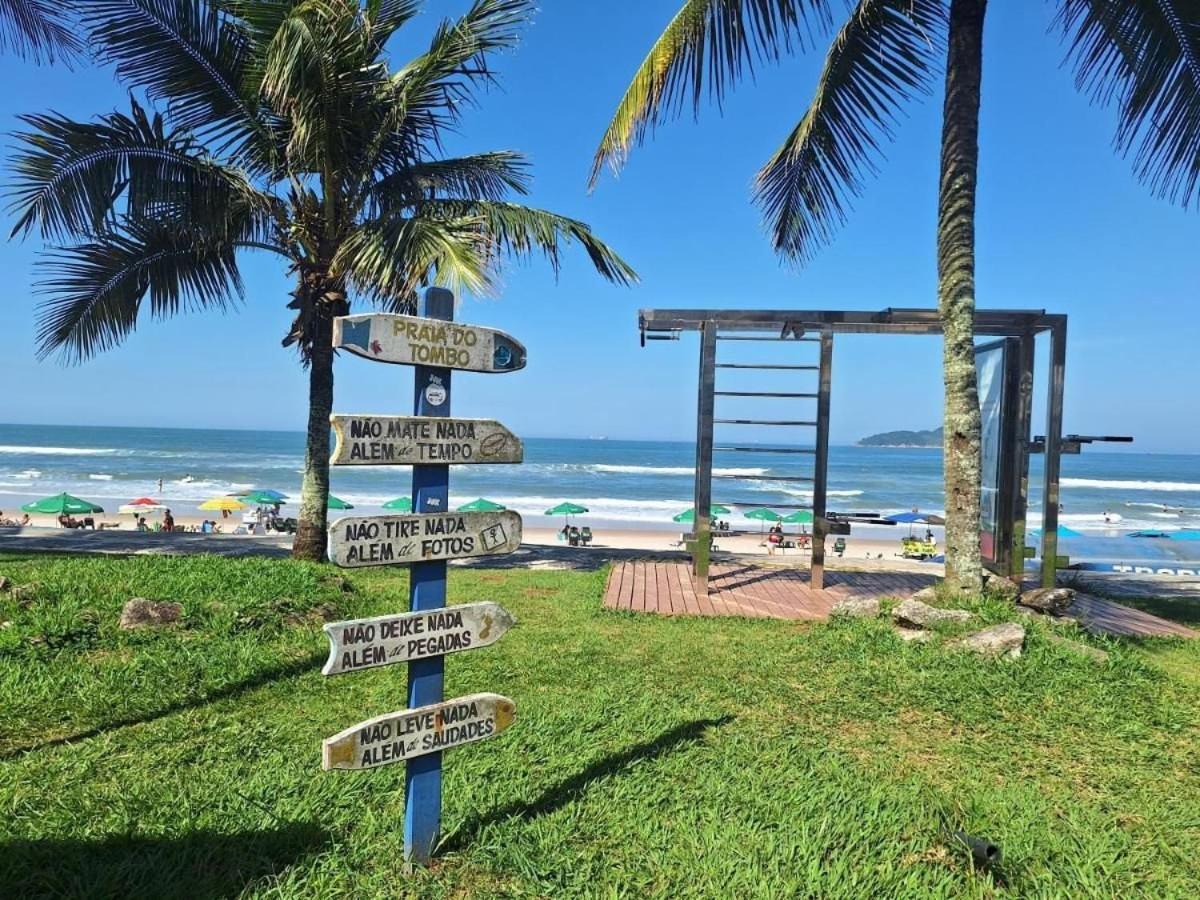 5E-Pe Na Areia Da Praia Do Tombo, 2 Quartos, Ar Cond, 2 Banheiros,2 Vagas+Roupas De Cama Guaruja Luaran gambar